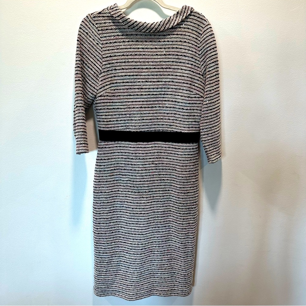 Eva Mendes Tweed Sequins Multicolor Collared Pencil Dress Womens size M